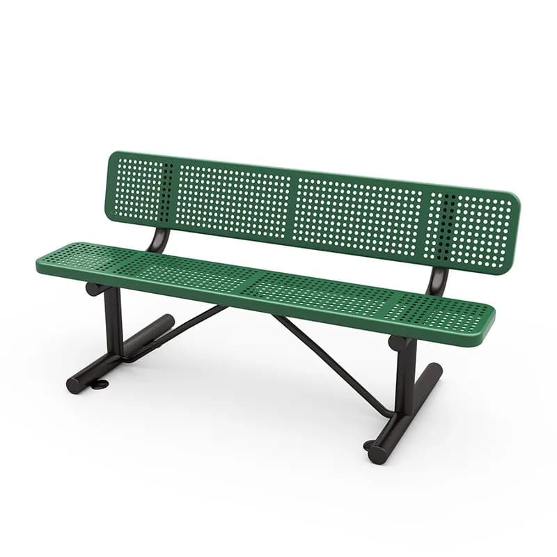 6' Bench W/Back Perforated Pattern