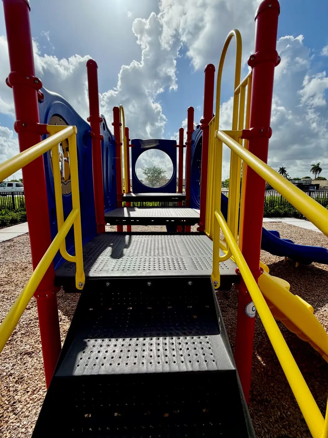 Bridge and yellow rails of the Coral Landings play system