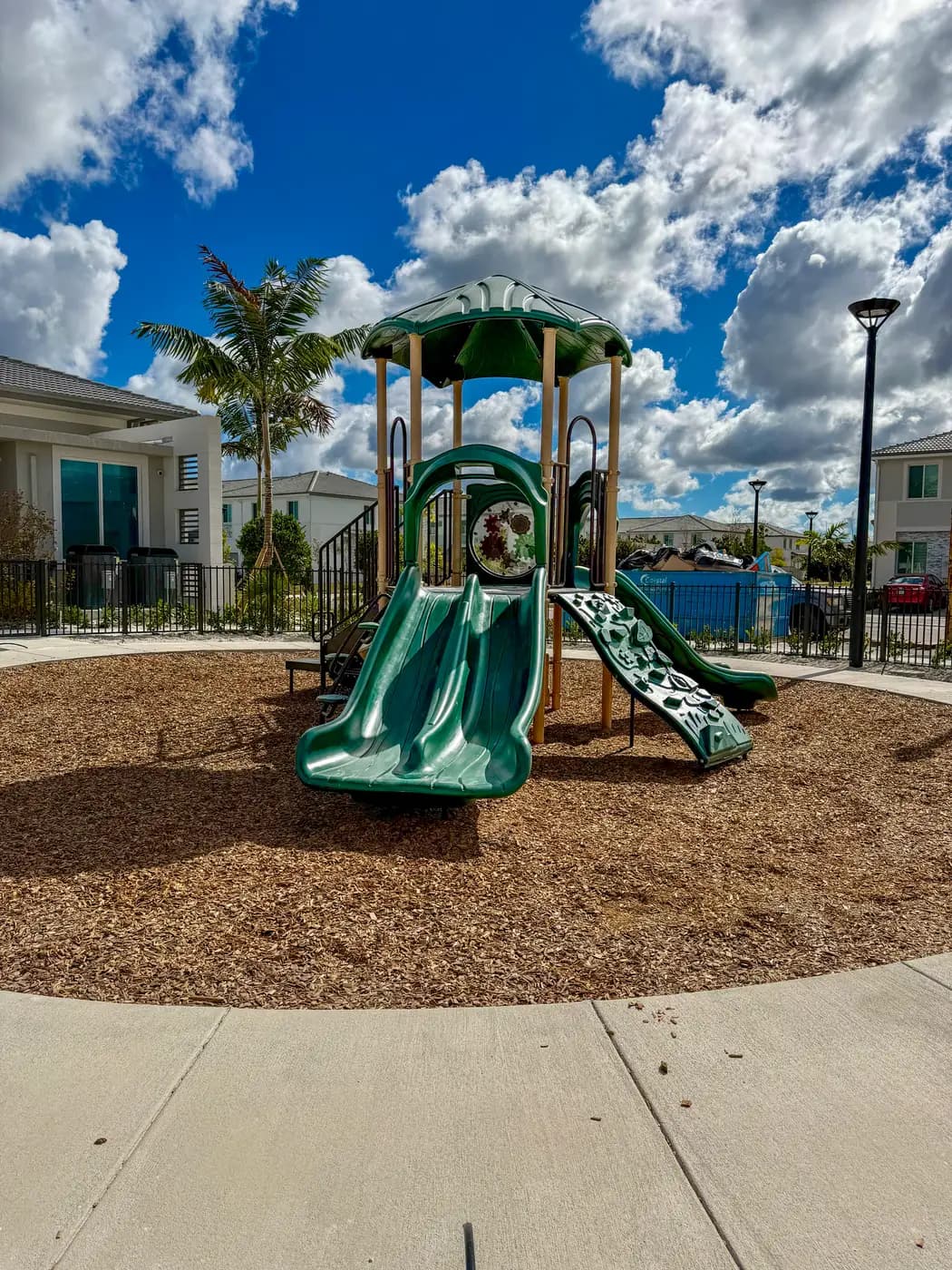 View of the Terra Sol play structure on wood fiber