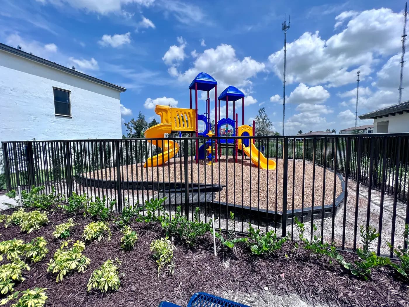 Viewpoint play system with new landscaping in front