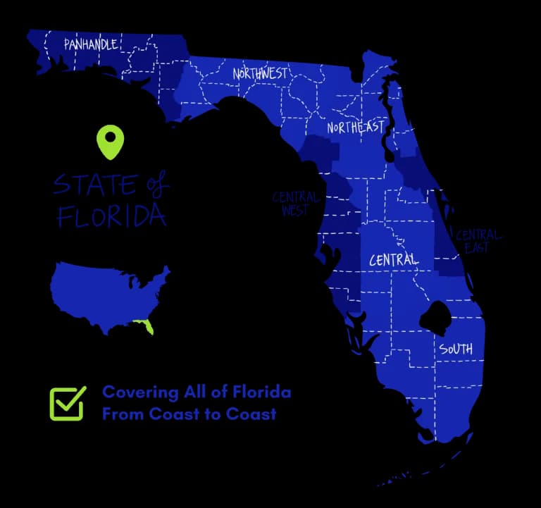 Map of Florida highlighting the FPE service area in the southeast of the state